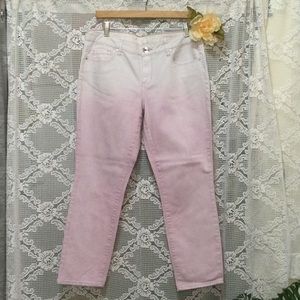 Dkny Jeans Womens Ludlow Skinny Tie Dye White Pink 5 Pocket Jeans Size 10